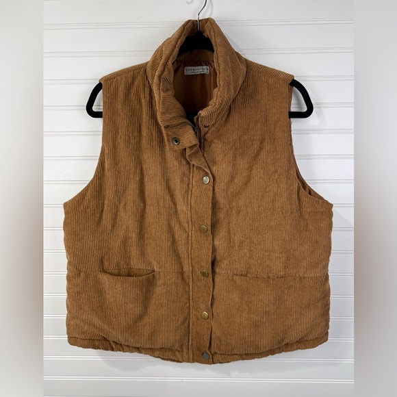 Paper Crane Jackets & Blazers - Paper Crane womens corduroy tan oversized zip up vest. Size Medium